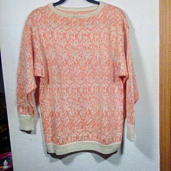 Vintage 90s Streetwear Womens Pastel Orange Longsleeve Knit Sweater Size: M-L - Picture 8 of 13